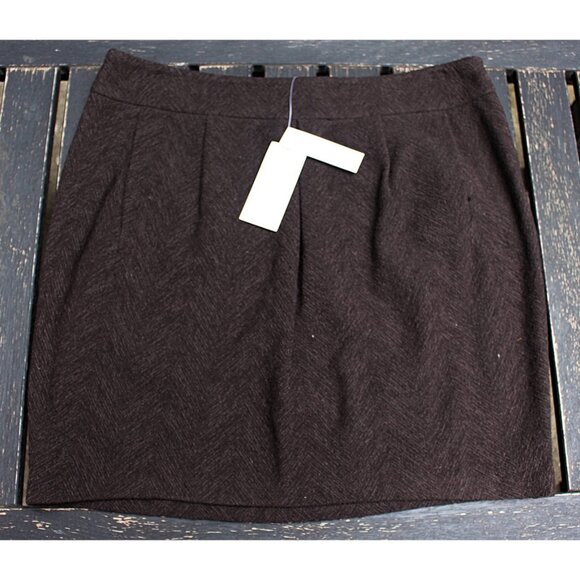 New w/Tags - Eileen Fisher Herringbone Distorted Wool Blend Pleated Skirt, Lrg - Picture 5 of 9